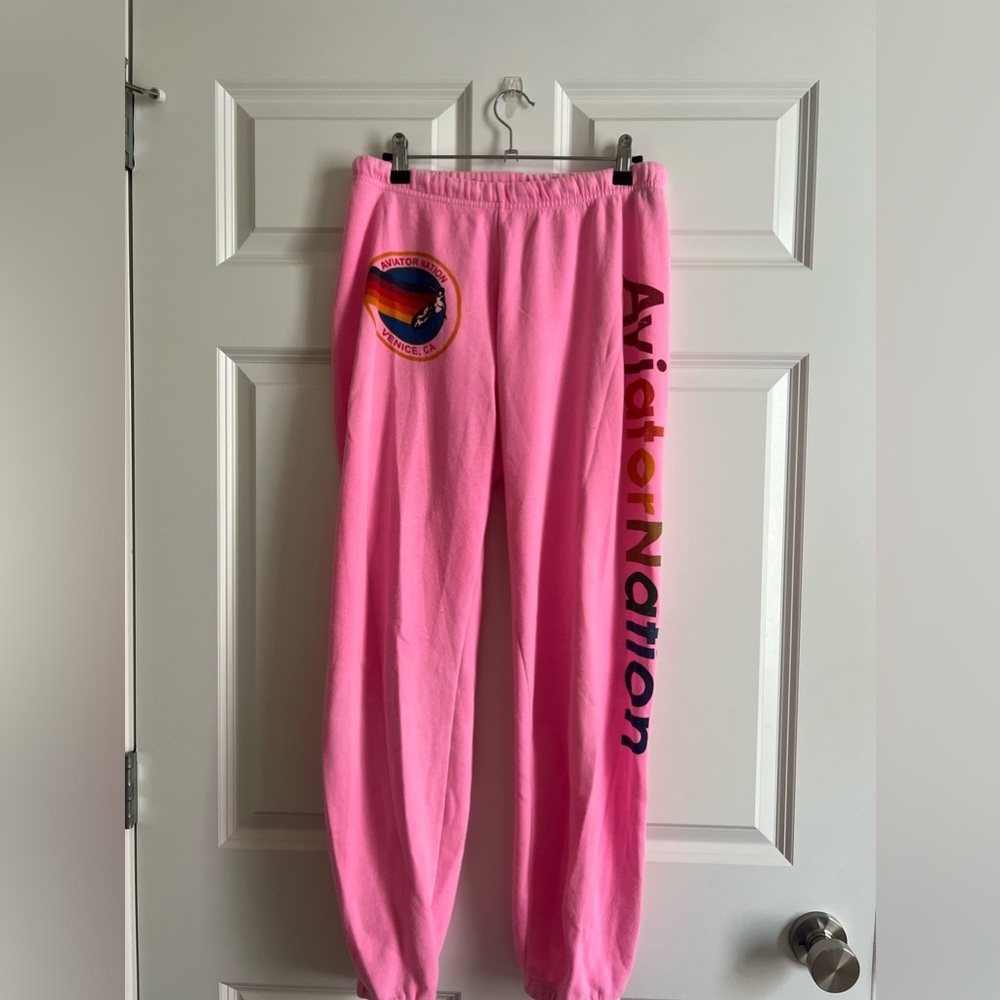 PINK RAINBOW AVIATOR NATION SWEATPANTS